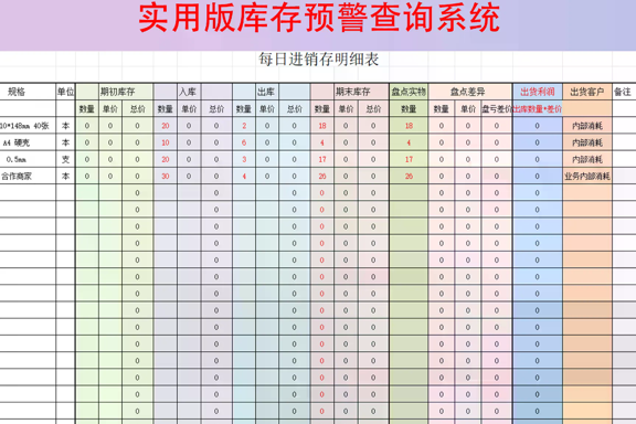 Excel进销存表格